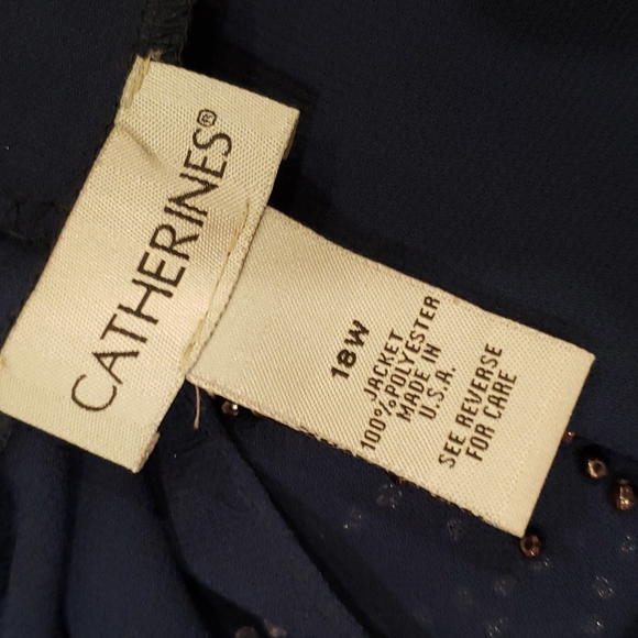 CATHERINES Navy Blue Masquerade Beaded Dress Set sz 18W Women's Plus Evening - Picture 11 of 12